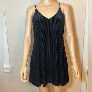 Wild Fable Womens Small Velvet Textured Striped V-Neck Sleeveless Mini Dress